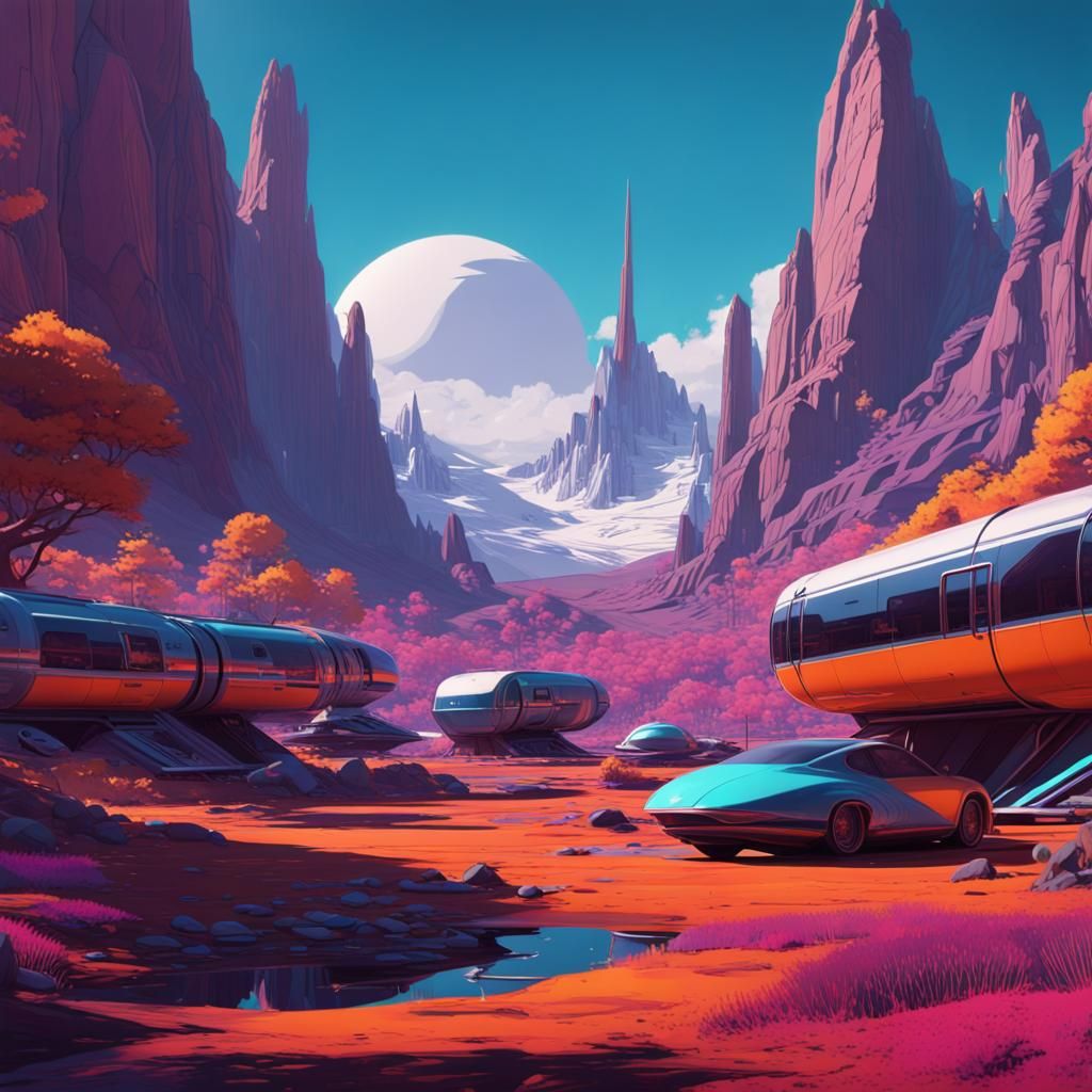 Utopian Mountain Trailer Park in Vivid Colors