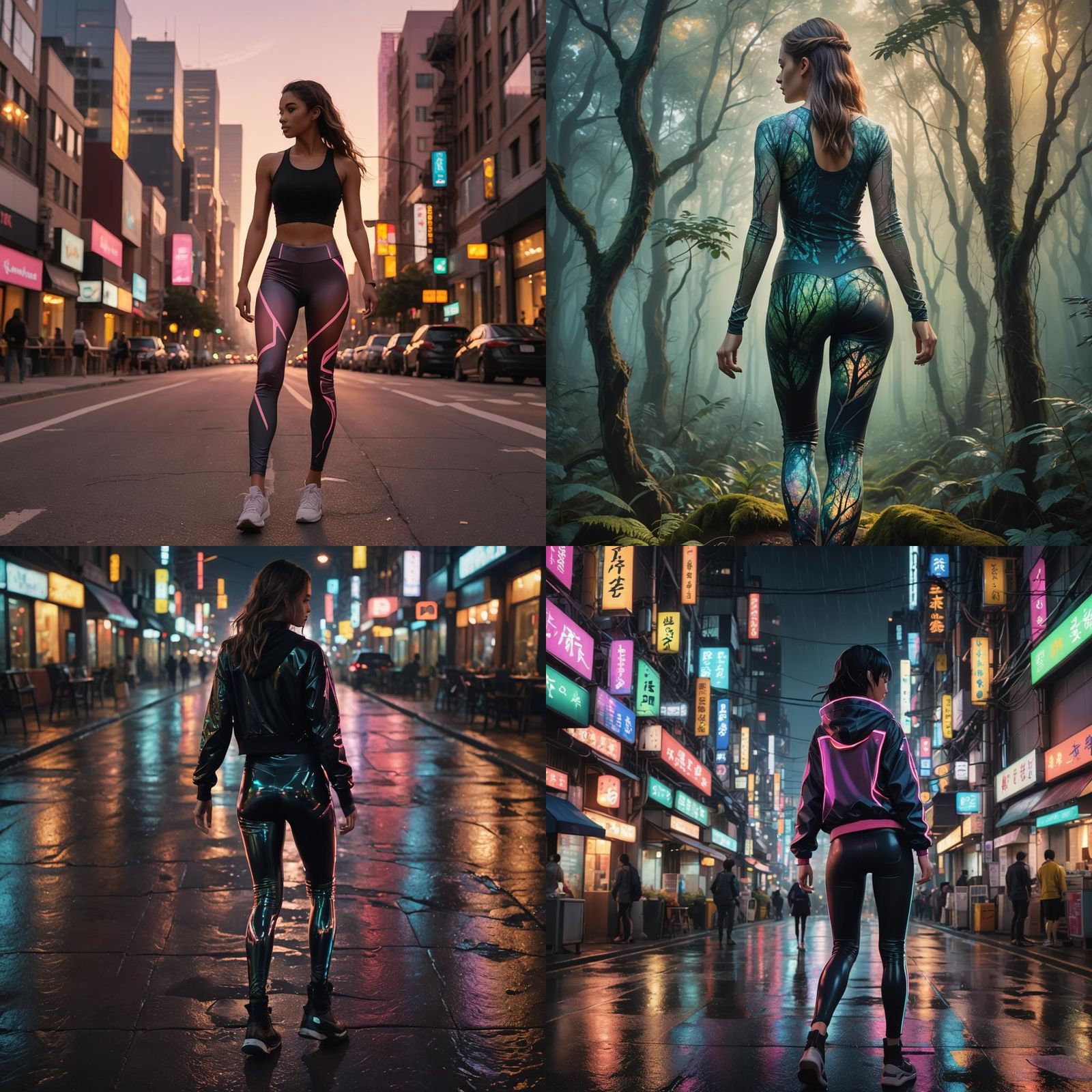 Girl in See-Through Leggings, Rear View