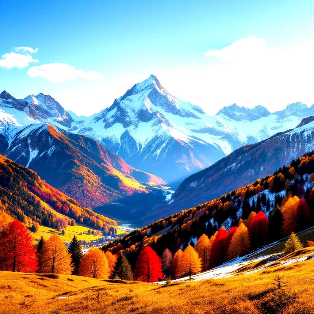 Photorealistic Autumn Alps Landscape