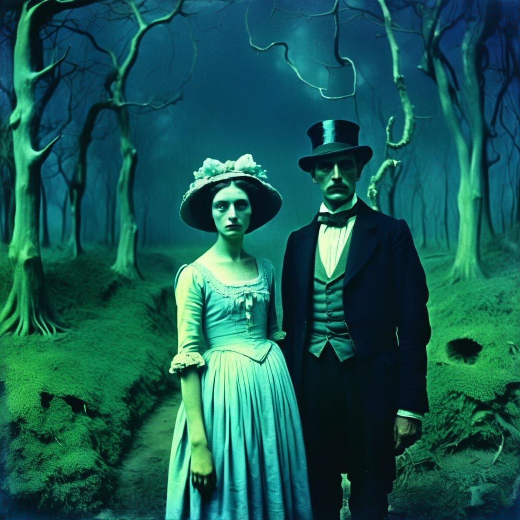 Magical Dystopia: Dark Fairytale Couple in Autochrome