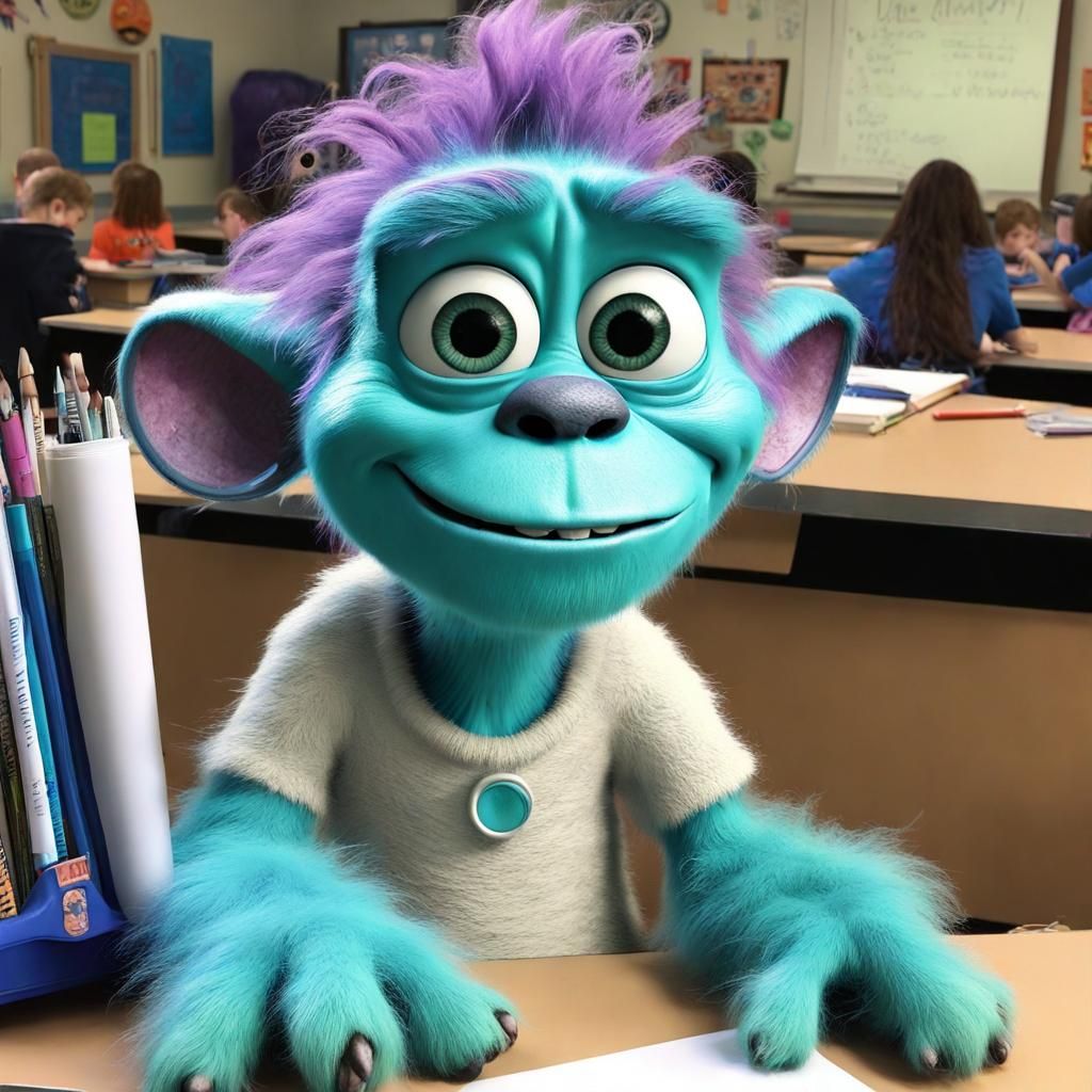 Sully's First Day: A Tim Burton Inspired Photorealistic Scen...