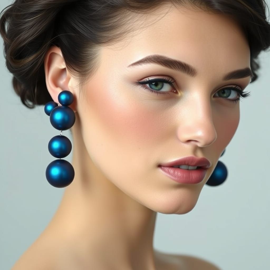 A stunning portrait photograph of a woman adorned with large...