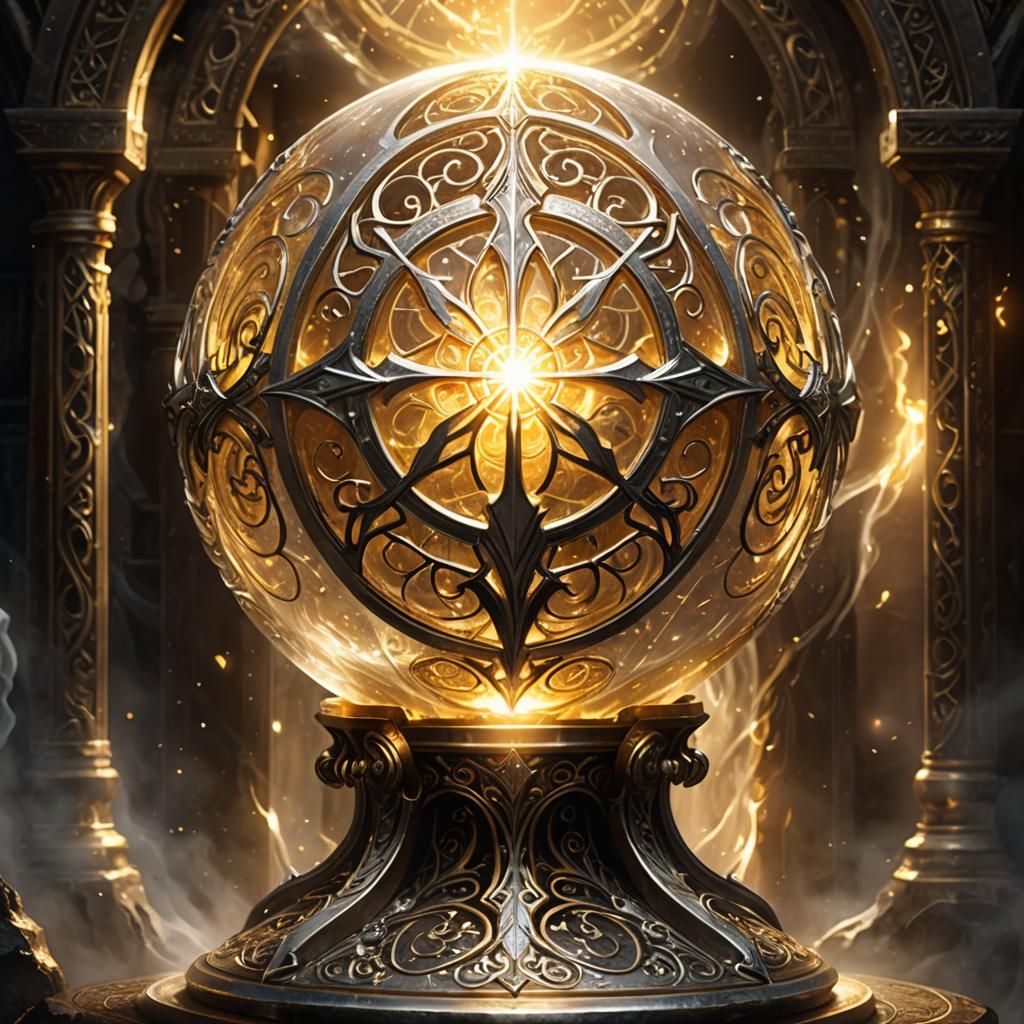 Magical Orb Encased in Elven Runes