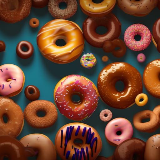 Fantastical Donut Composition: Detailed Matte Painting