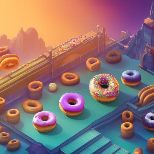 Fantastical Donut Composition in Detailed Matte Style