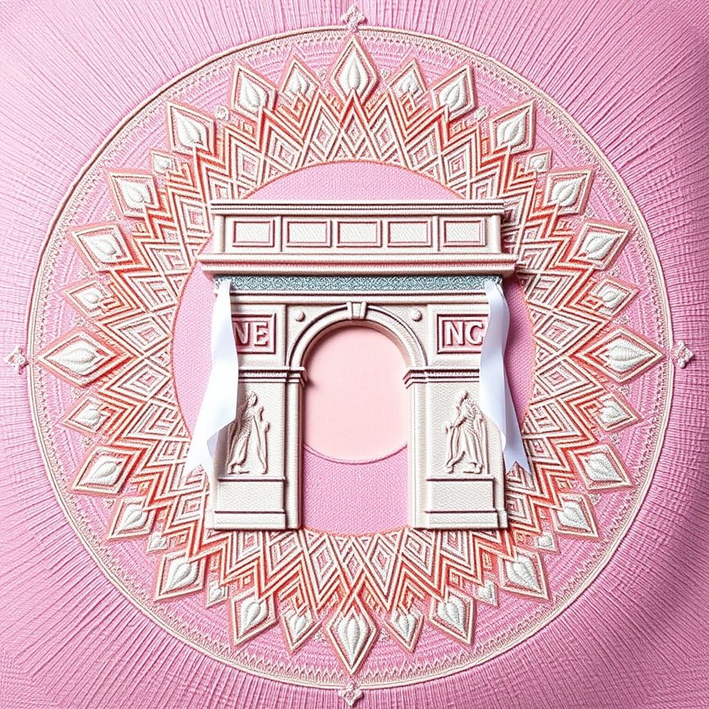 Embroidered Arc de Triomphe with Glowing Portal