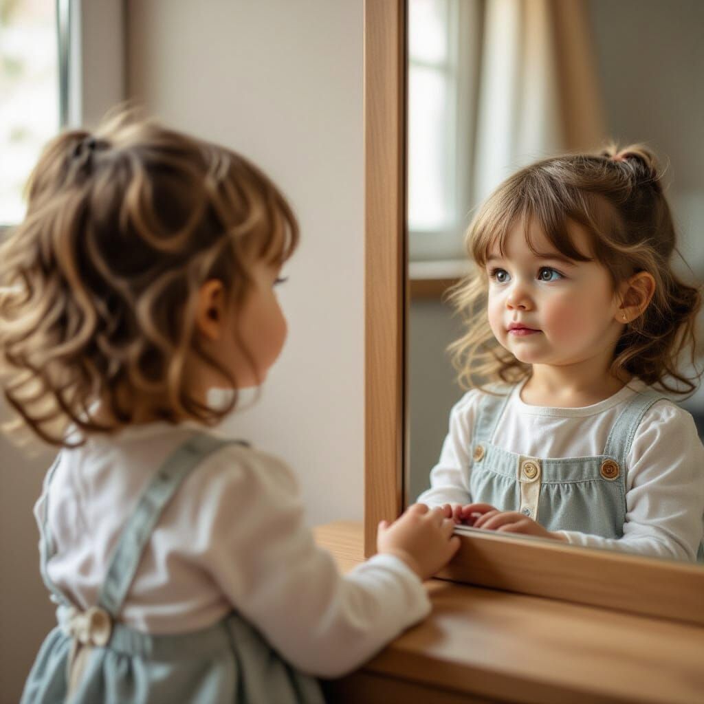Profile of a Young Girl Gazing in a Mirror