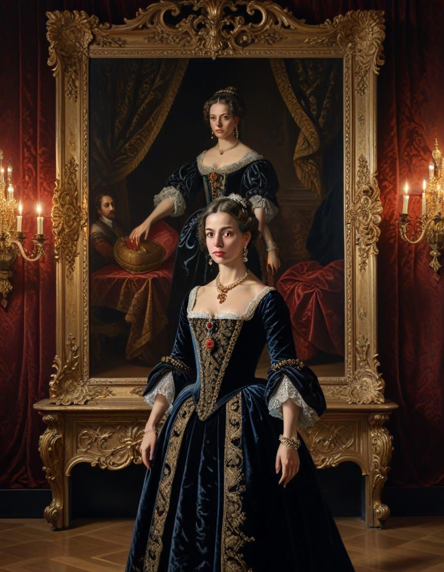 Spanish Court Lady in Baroque Style