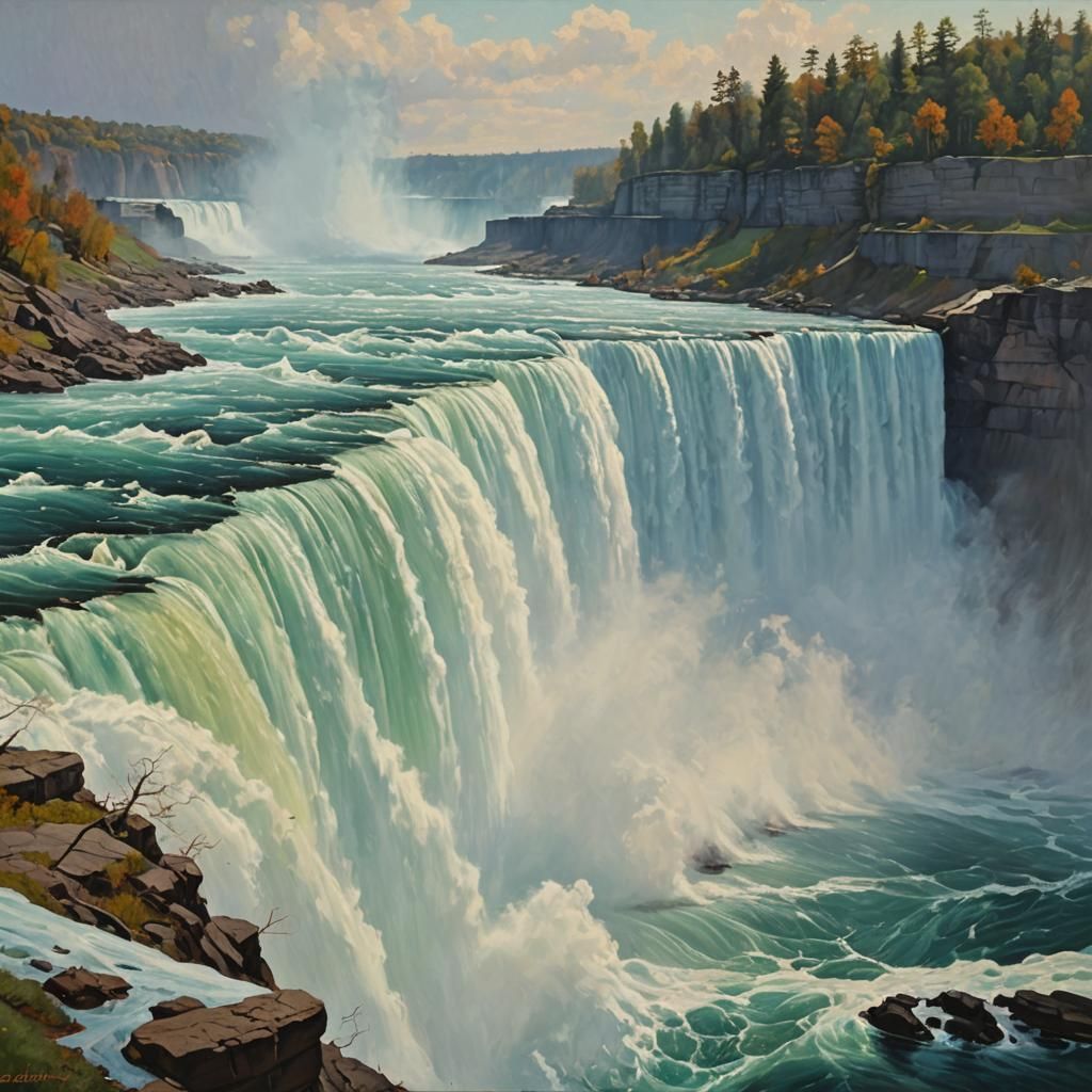 Niagara Falls: Oil Painting in Gurney Style