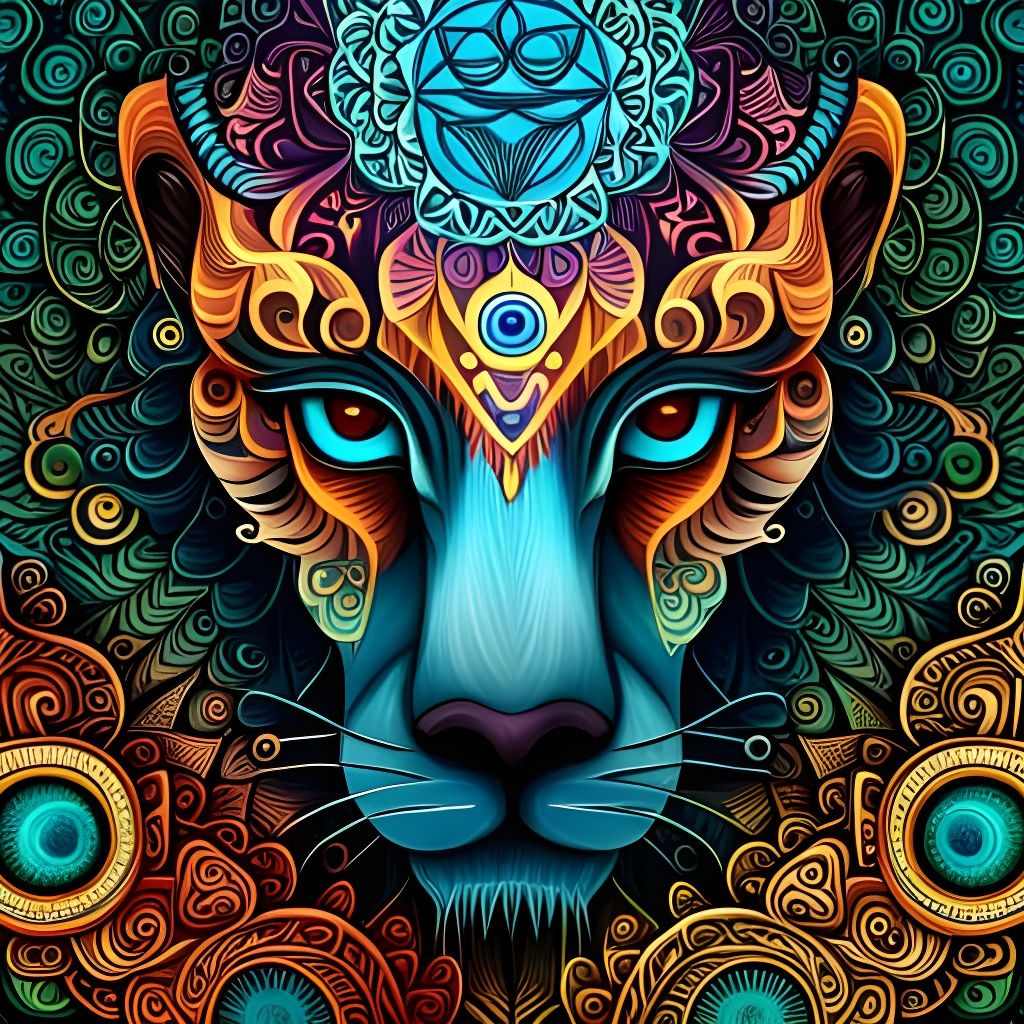 Psychedelic Chakra Spirit Animal Digital Art