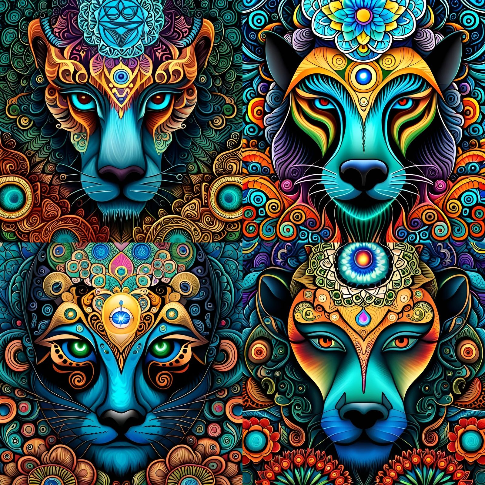 Psychedelic Chakra Spirit Animal with Third Eye
