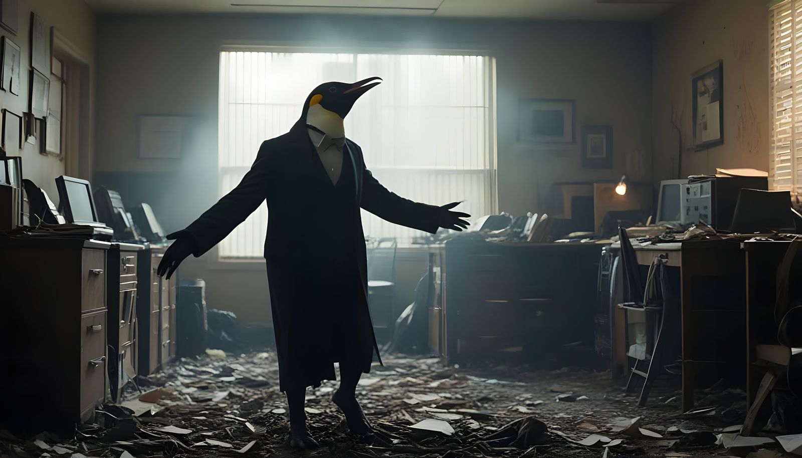Penguin of Chaos in a Smoldering Office