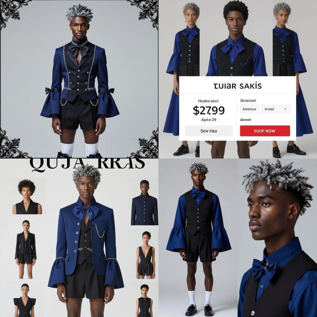 Man with Silver Curly Hair and Indigo Ouji Fashion