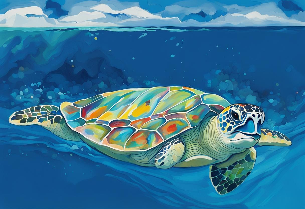 Loggerhead Turtle near Lady Elliot Island in Kandinsky Style