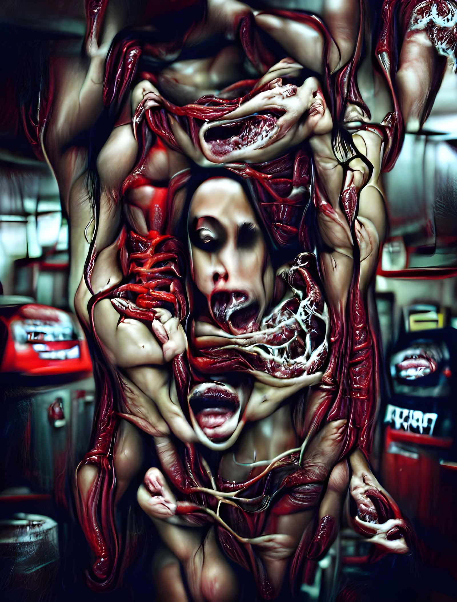 Horrific Body Horror with Tendrils and Intestines