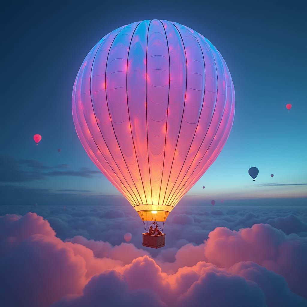 Iridescent Rainbow Hot Air Balloon, Digital Art