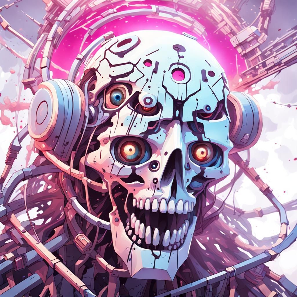 Eerie Surreal Portrait with Blue Chromo Eyes