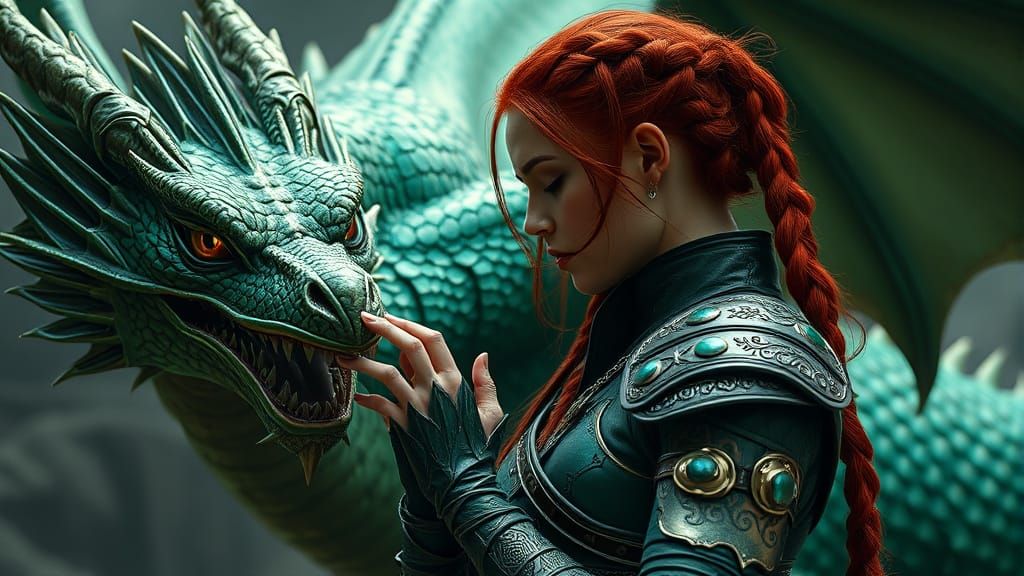 Warrior and Dragon in Cinematic Digital Matte Painting