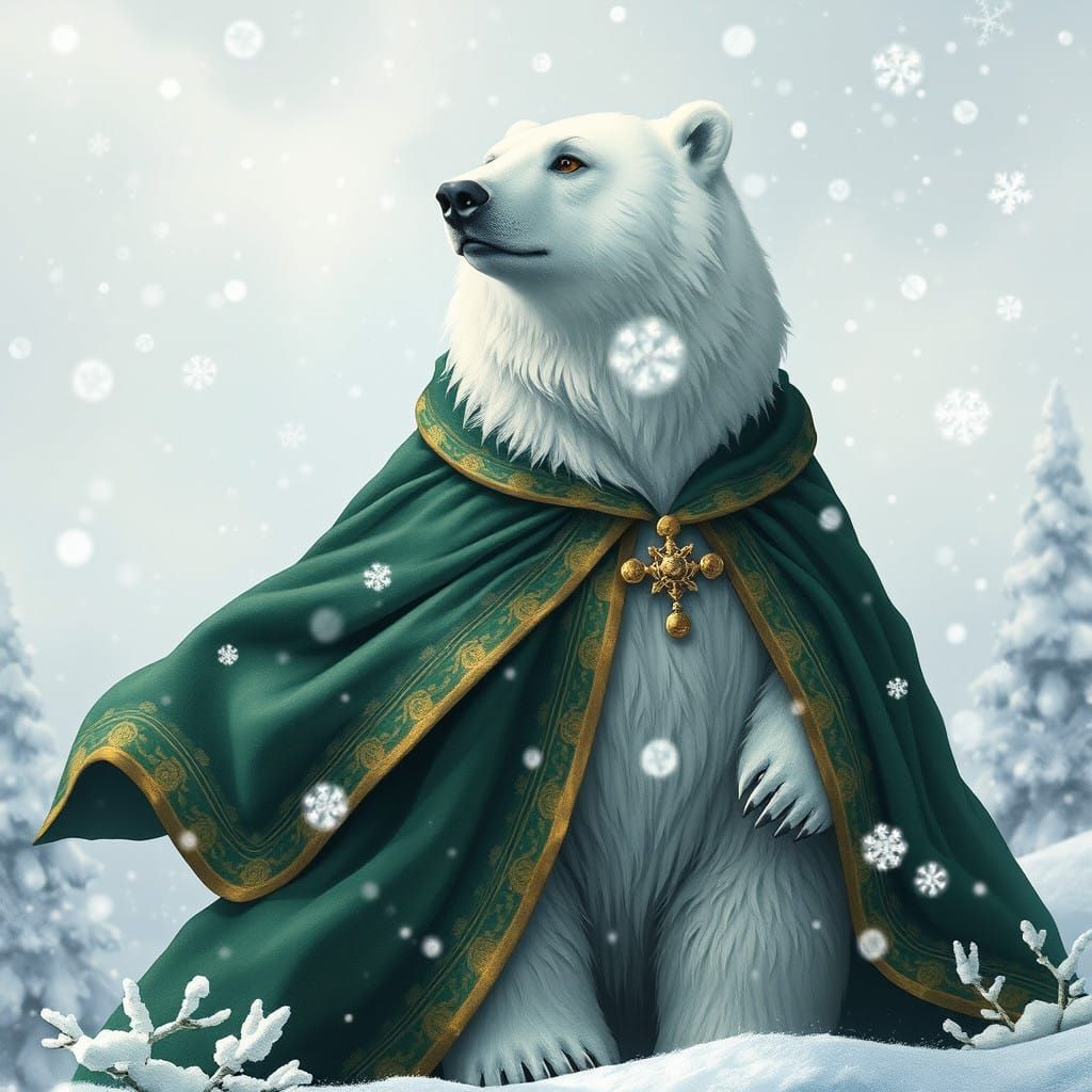 Regal Winter Bear in Whimsical Wonderland