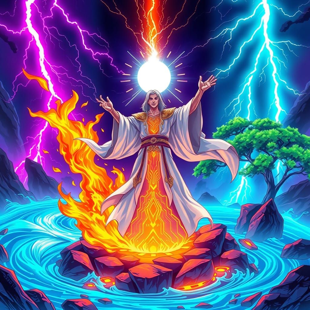 Majestic Mage Harnesses Cosmic Neon Convergence