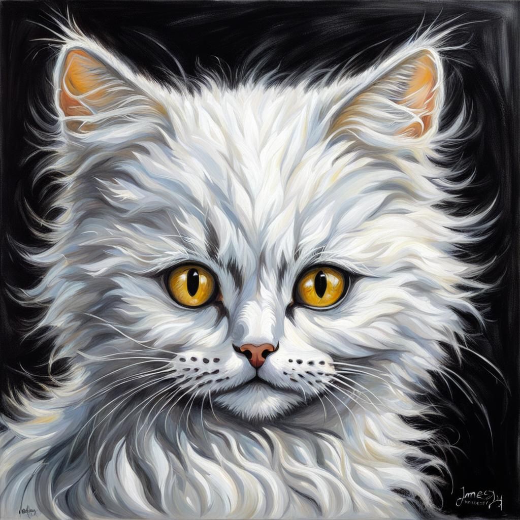 Luis Royo Style Black and White Kitty