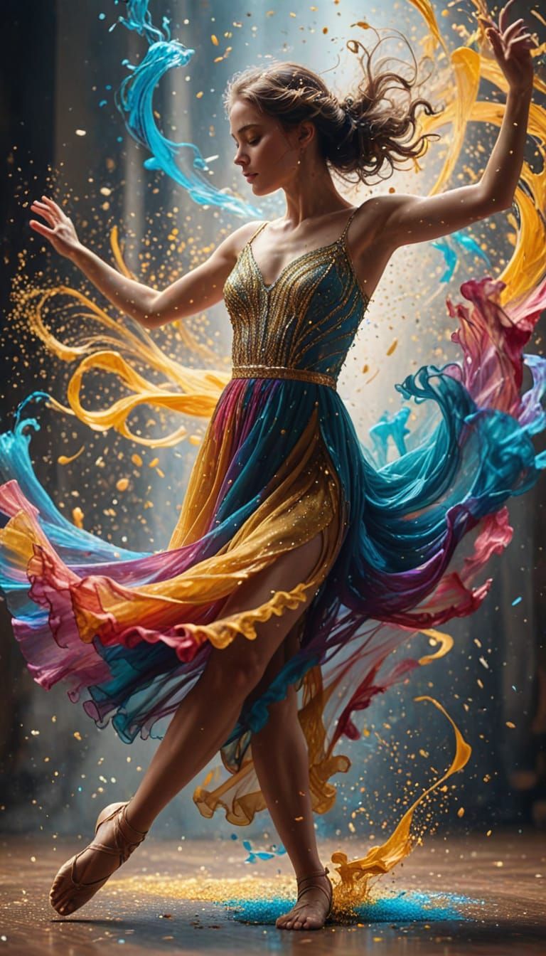 Ethereal Dancer in Dynamic Splash Art Style