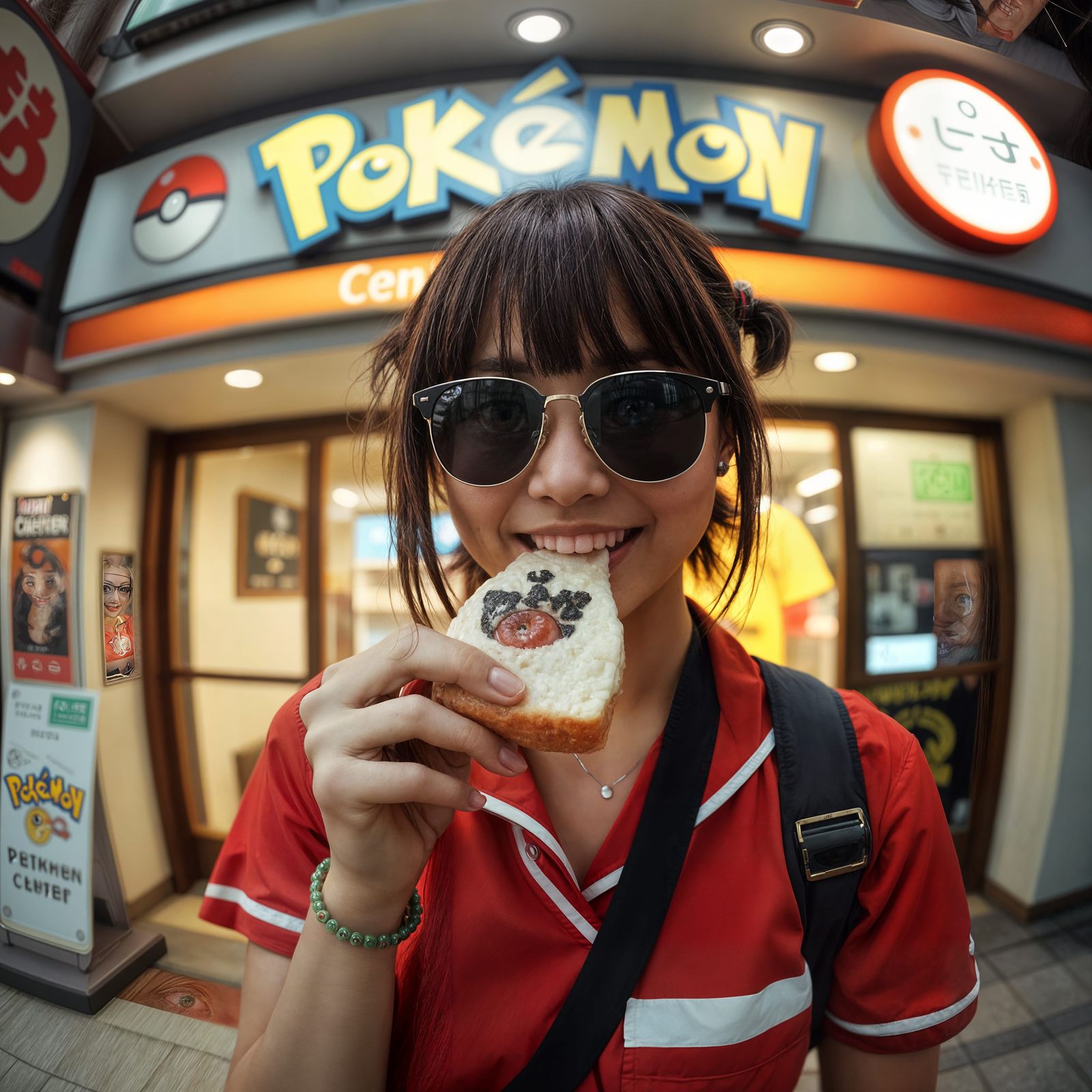 Nurse Joy Bites Onigiri in Harajuku Style