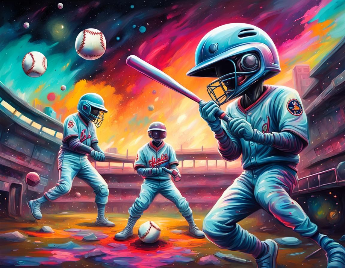 Intergalactic Alien Baseball in Space Graffiti Art