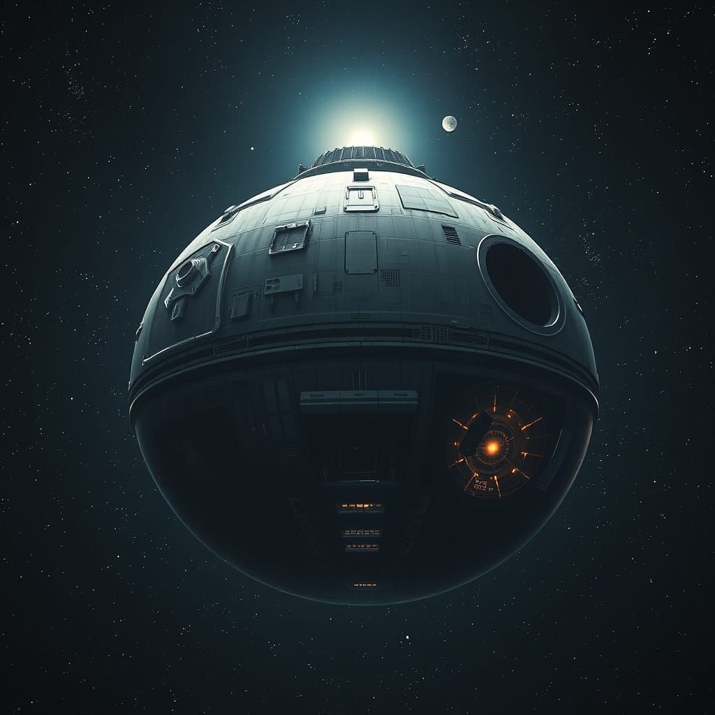 Ominous Futuristic Death Star in a Dark Galaxy