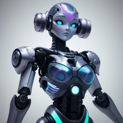 Robotic Girl in Pixar Style with Glowing Pastel Colors
