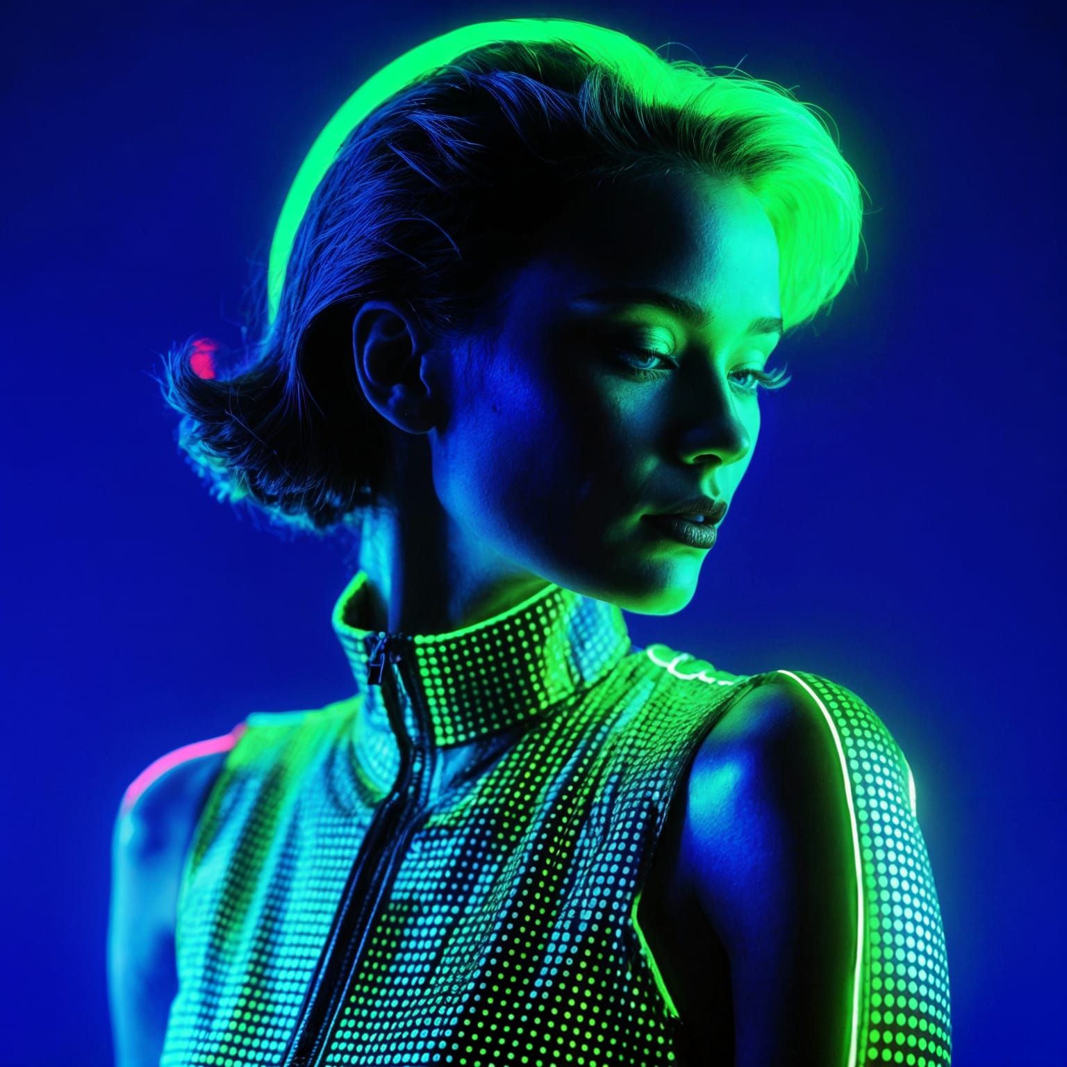 Stunning Woman in Fluorescent Colors Under Black Light