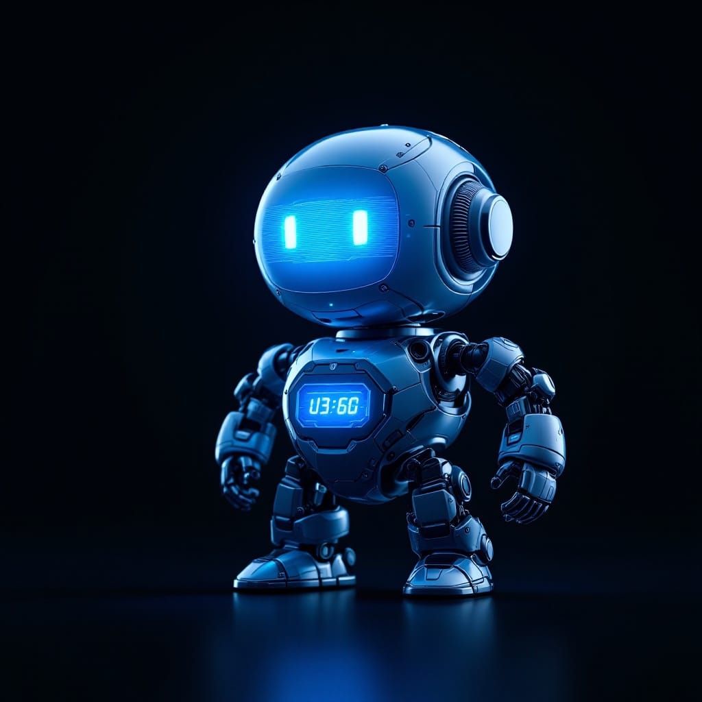 Futuristic Robot Toy in Metallic Blue and Silver