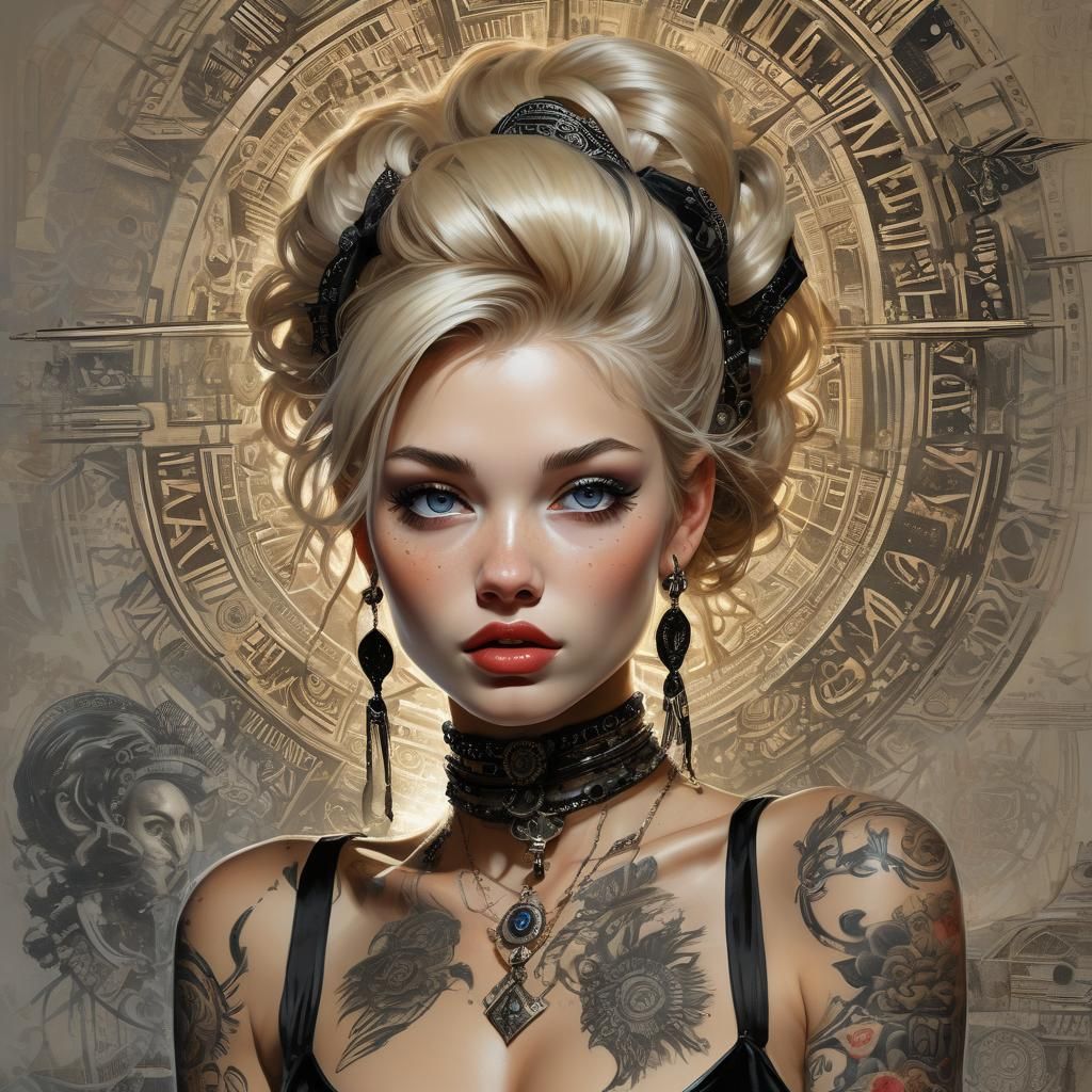 Moody Eclectic Goddess in Pin-Up Style, Stunning Sun-Kissed,...