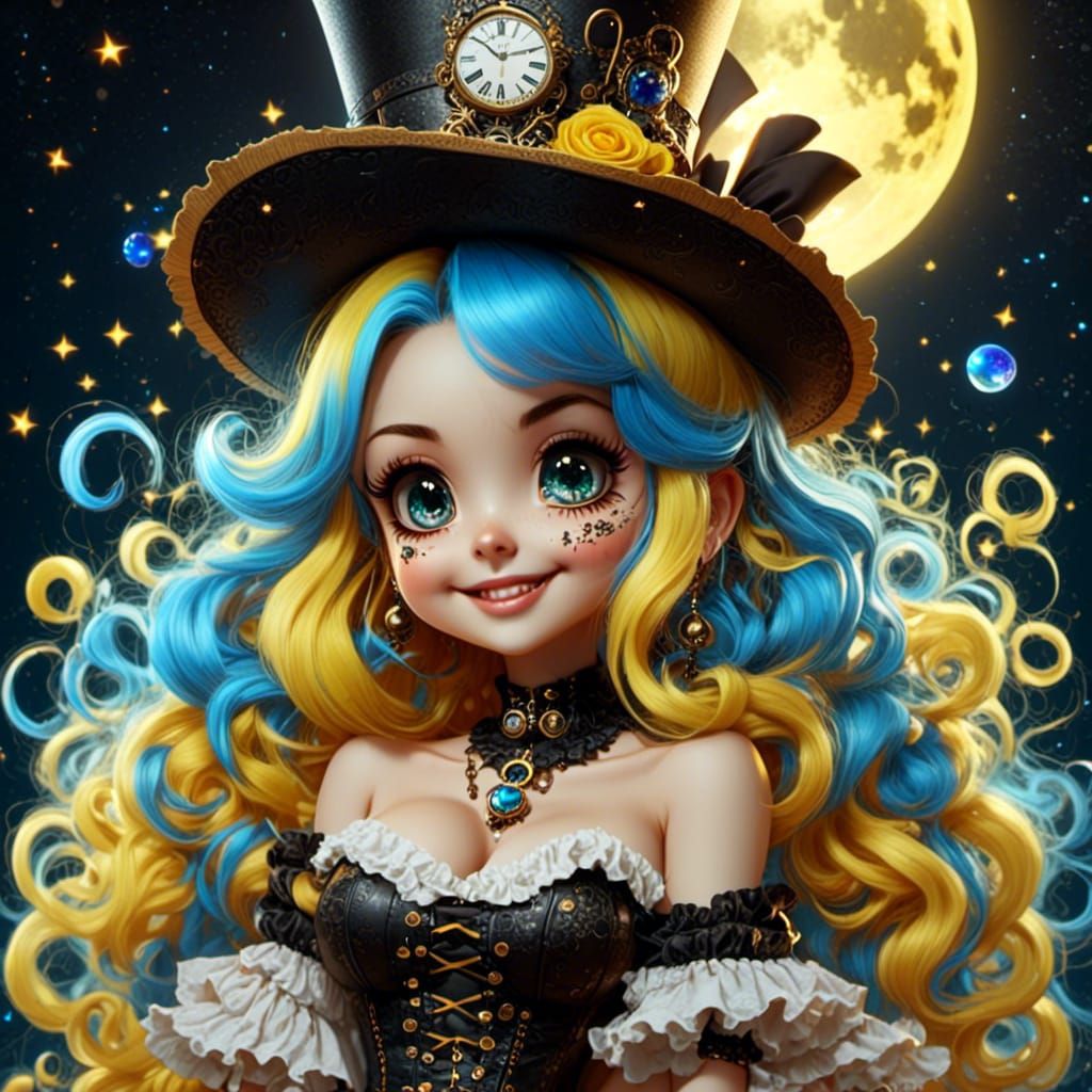 Steampunk Alice in Gothic Lunar Wonderland