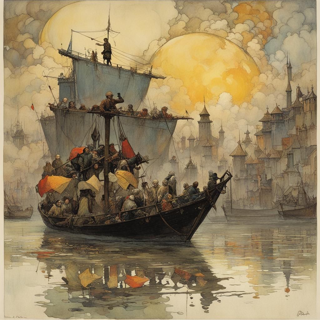 Whimsical Fantasy Art in Golden Age Illustration Style