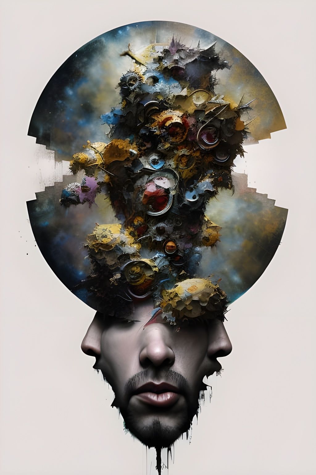 Cosmic God of Reverie in Mixed Media Style