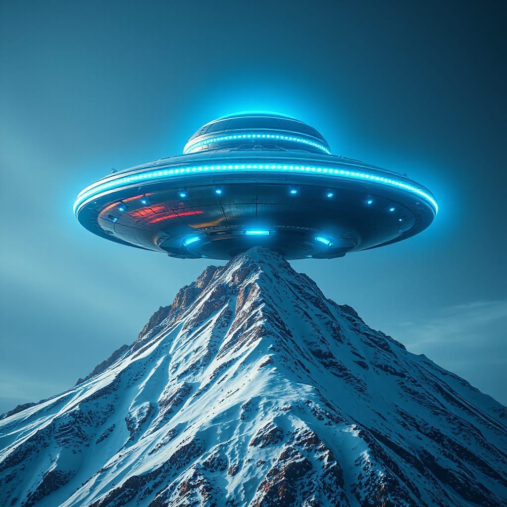 UFO Ark Hovers Over Mount Ararat in Futuristic Style