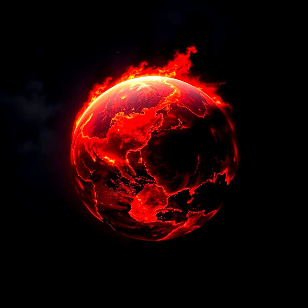 Fiery Earth: A Planet Engulfed in Flames