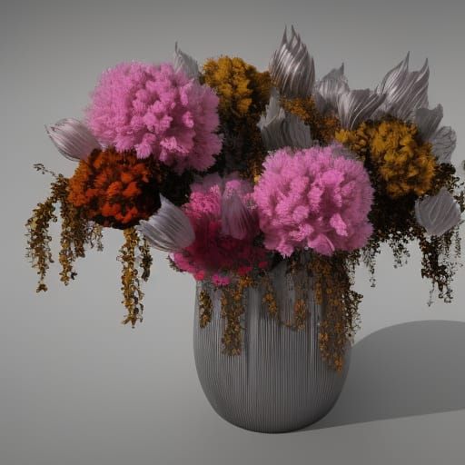 Metal Flowers in 3D Game Cinematic Style