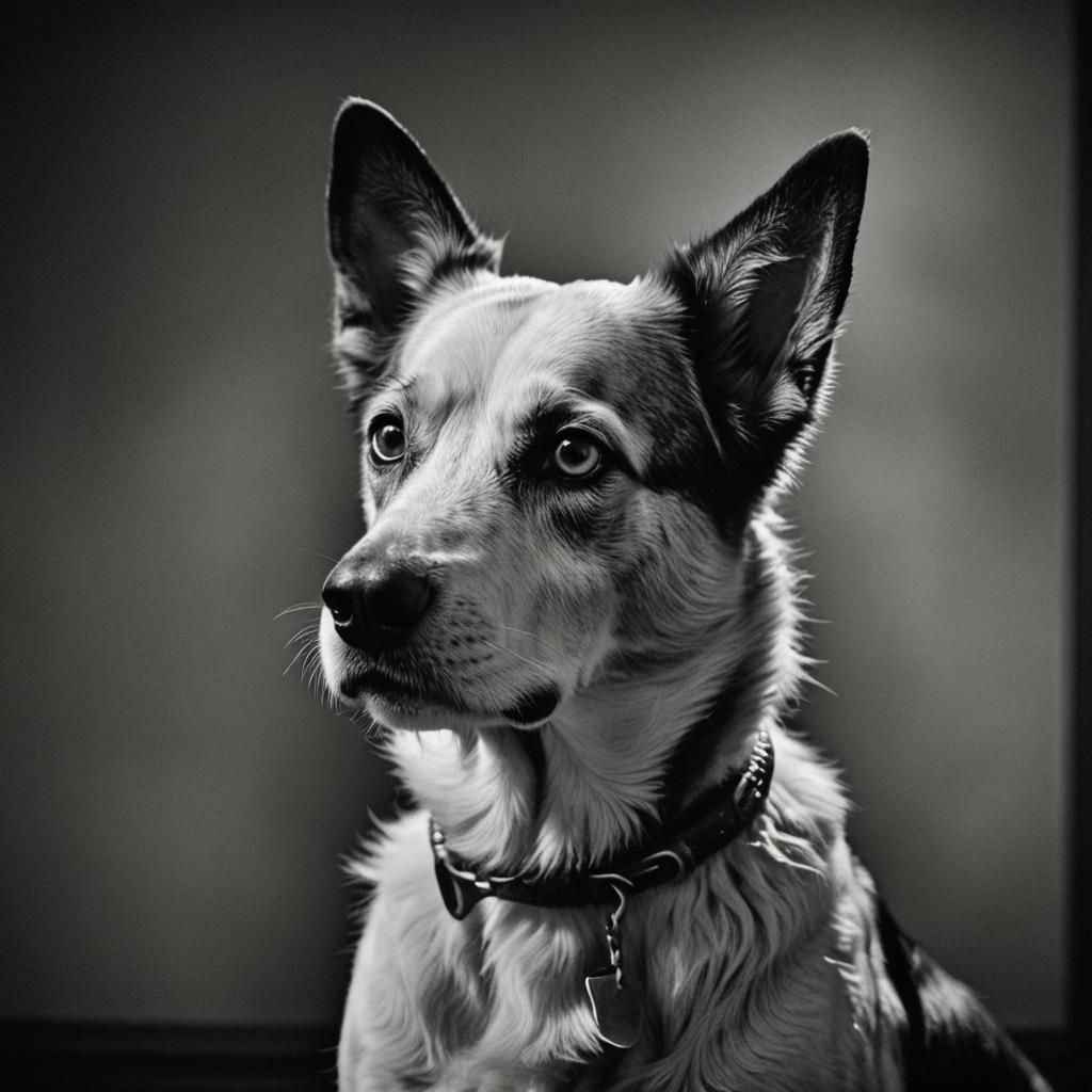 Hyperrealistic Dog Portrait in Black and White