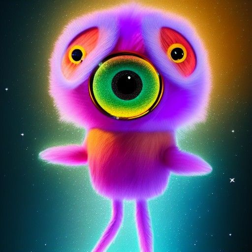 Hyperrealistic Furby Centipede in Astral Mixed Media