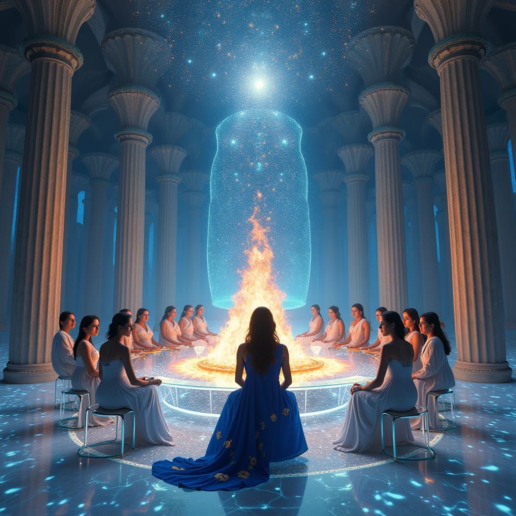 Ethereal Temple Scene with Laila in Indigo Saree