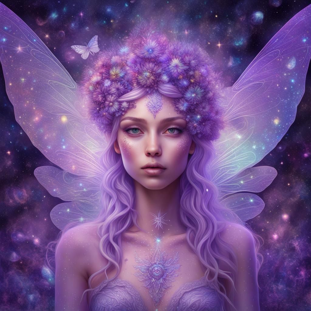 Light Purple Fairy in Holographic Cosmic Art