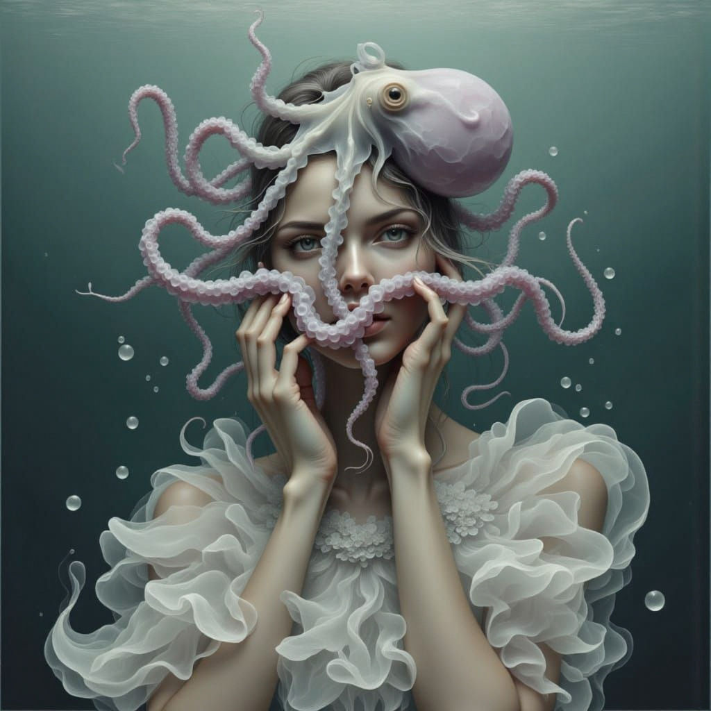 Ethereal Octopus Veil: A Study in Magical Flux