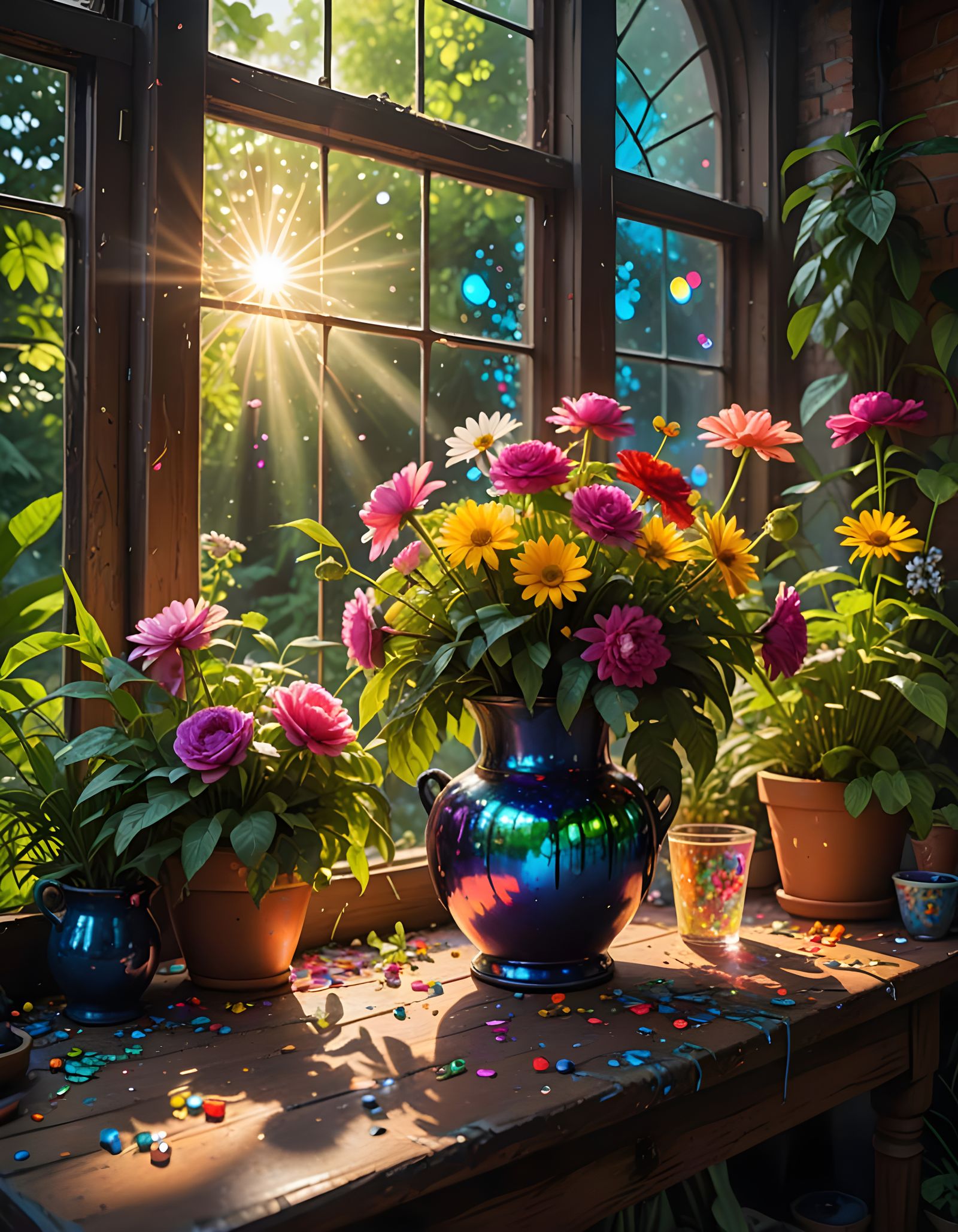 Sunlit indoor garden