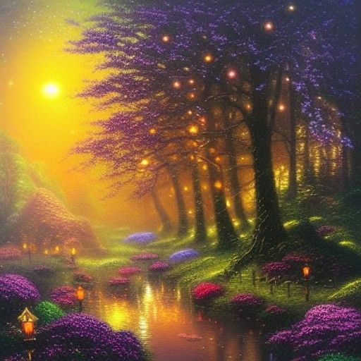 Moonlit Water Drops in a Magical Forest