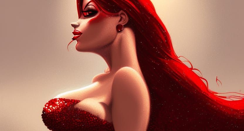 Jessica Rabbit in Sequins: Dark Fantasy Portrait