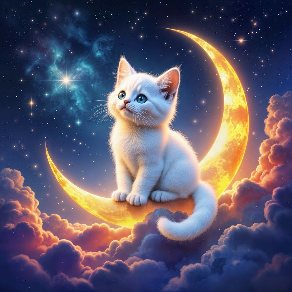 Stardust Kitten Gazing at Galaxy in Detailed Concept Art