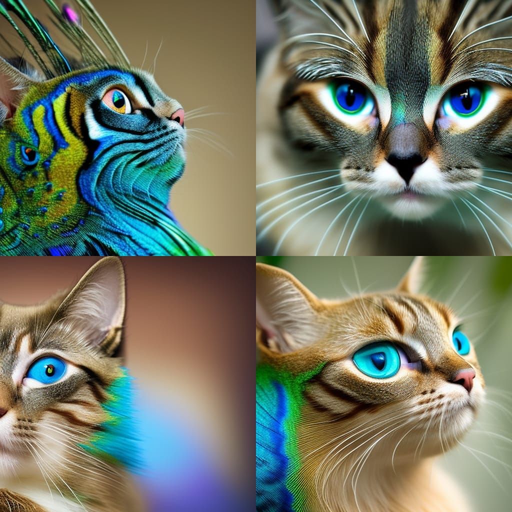 Lovely Cat Peacock in Pastel Photography Style