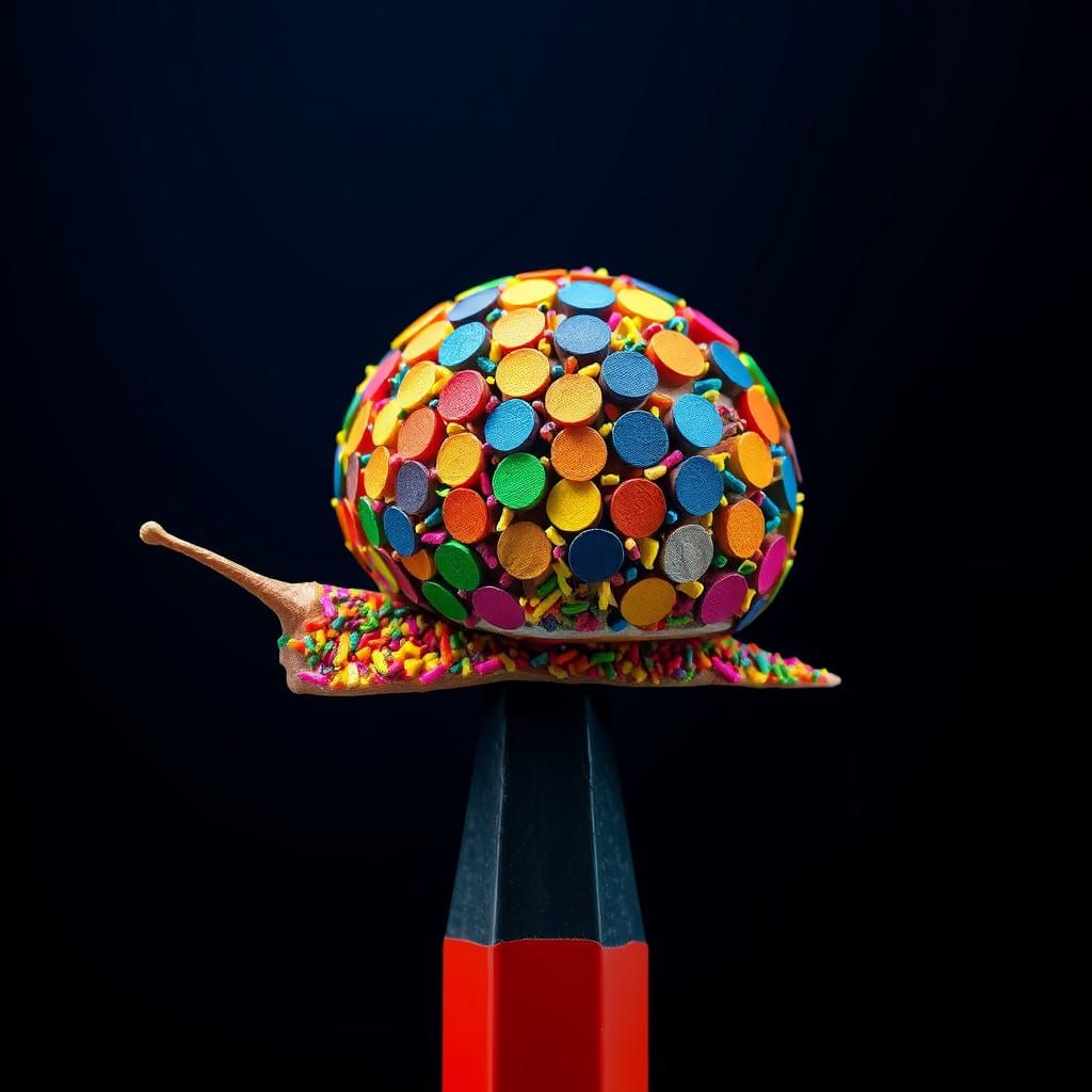 Polka Dot Pencil Snail Surreal Art